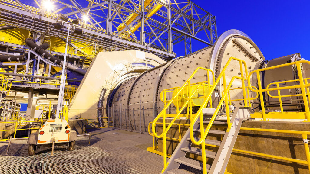 Ball mill at a Copper Mine in Chile at dawn