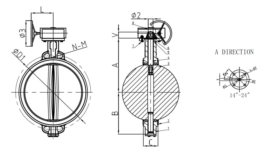 4132 Resilient Seated Butterfly Valve Certified Drawing
