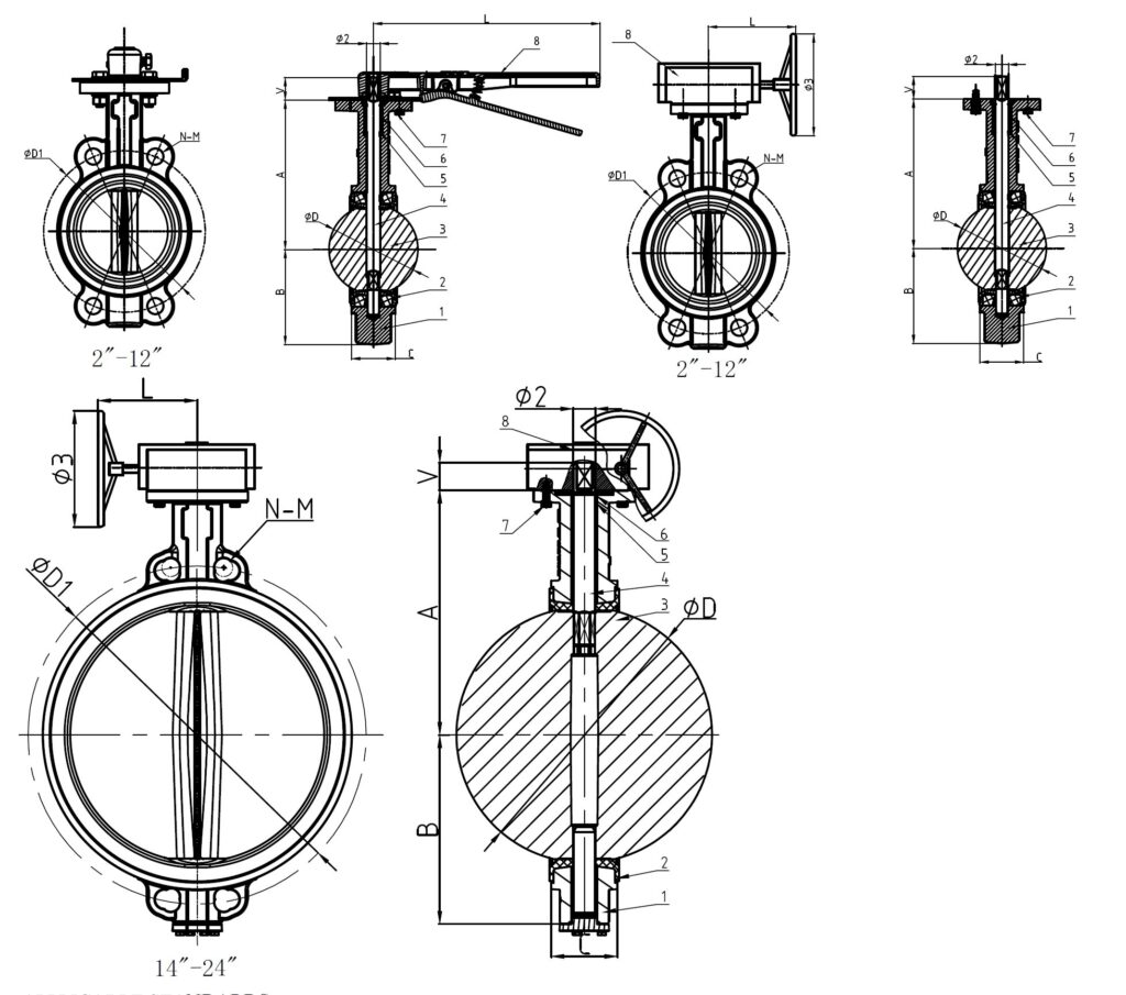 4132 4133 Resilient Seated Butterfly Valve Certified Drawing