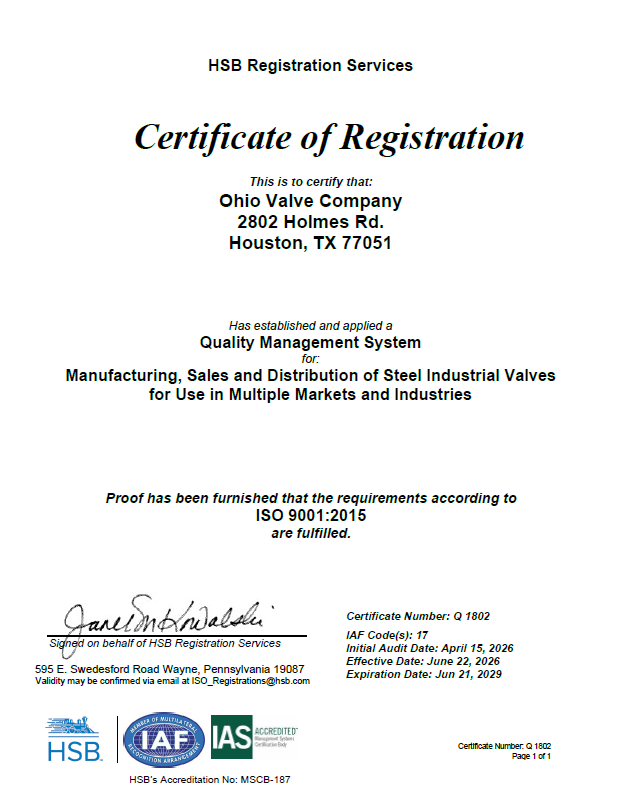 OVC ISO 9001:2015 Certificate of Registration