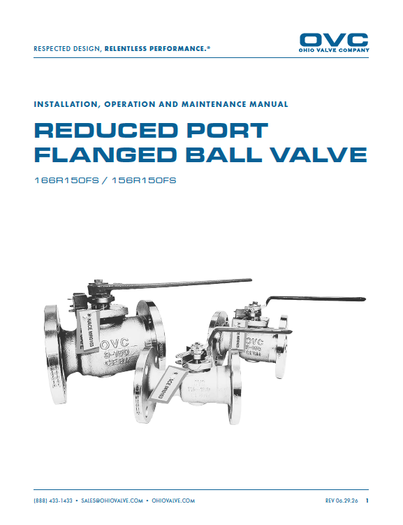 OVC IOM - Reduced Port Flanged End Ball Valve