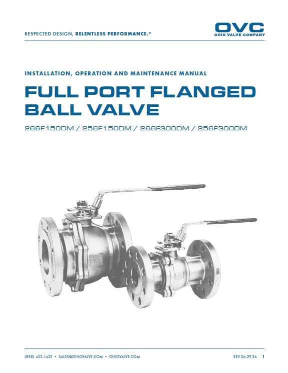 OVC IOM - Full Port Flanged Ball Valve (Direct Mount)