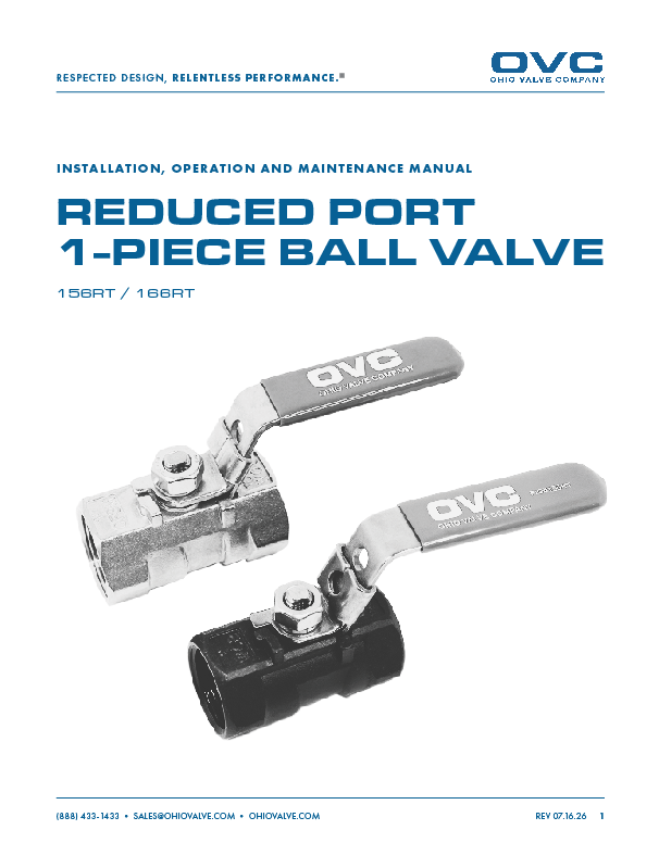 IOM - OVC Reduced Port 1-Piece Ball Valve