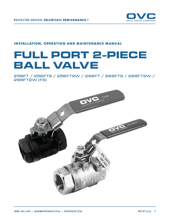 IOM - OVC Full Port 2-Piece Ball Valve